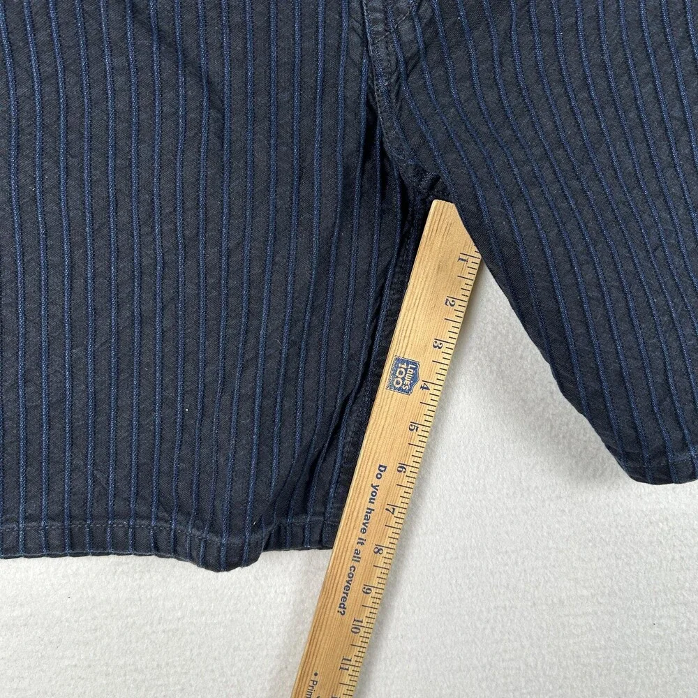 True Religion Shorts Mens 44 Blue Pinstripe Denim Chino Flat Front 8